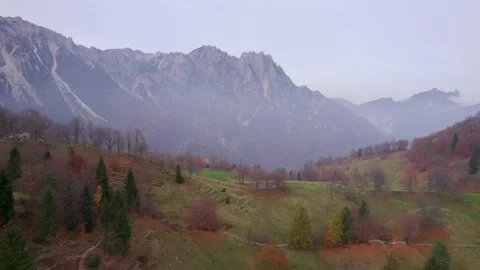 View from the drone of the mountains in autumn. Stock Footage 220676554
