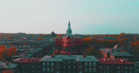 View from the drone on the Nikiszowiec Stock Footage 190444844