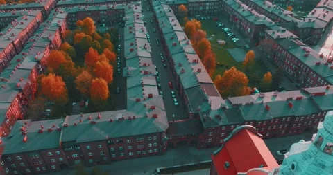 View from the drone on the Nikiszowiec Stock Footage 190445372