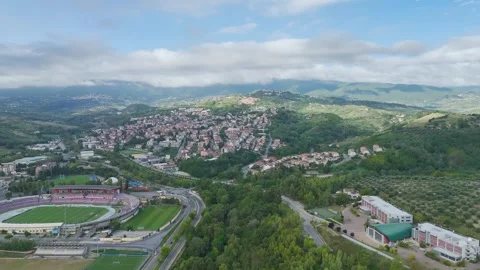 View from a drone over Road E45, Saracena, Cosenza, Calabria, Italy, Europe Video stock 294953957
