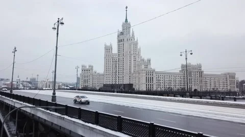 View from the drone to the river bridge and the old high-rise building Stock Footage 169071525