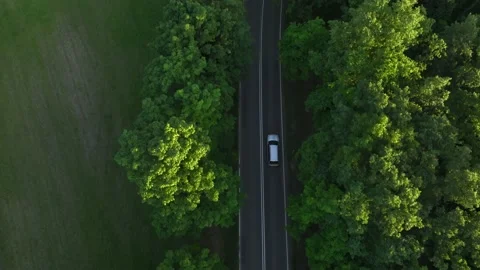 The view from the drone to the road through the forest against the background Stock Footage 198040492