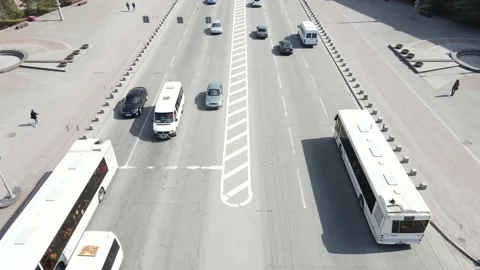 View from the drone, road view from the top, cars, traffic, slowly passing cars Stock Footage 151850693