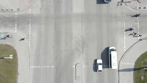 View from the drone, road view from the top, cars, traffic, slowly passing cars Stock Footage 151851310