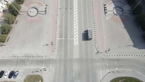 View from the drone, road view from the top, cars, traffic, slowly passing cars Stock Footage 151851507