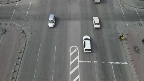 View from the drone, road view from the top, cars, traffic, slowly passing cars Stock Footage 151852145