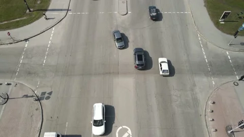View from the drone, road view from the top, cars, traffic, slowly passing cars Stock Footage 151852745