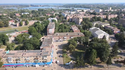 View from the drone. Small town in summer. Konotop. Ukraine. Видео 149208444