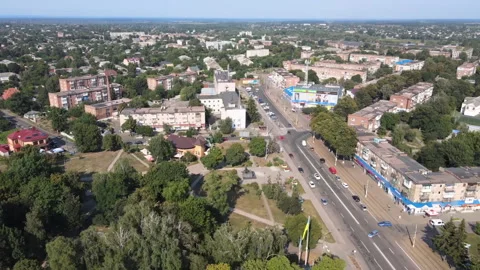 View from the drone. Small town in summer. Konotop. Ukraine. Stock-Footage 149208467