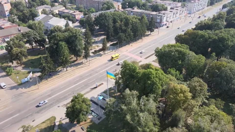 View from the drone. Small town in summer. Konotop. Ukraine. Видео 149208511