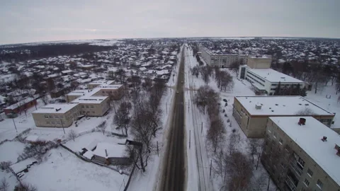 View from the drone. Small town in winter. Konotop. Ukraine. Stock-Footage 149208097