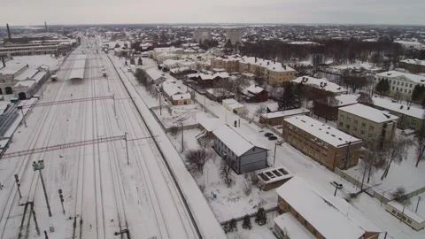 View from the drone. Small town in winter. Konotop. Ukraine. Stock-Footage 149208105