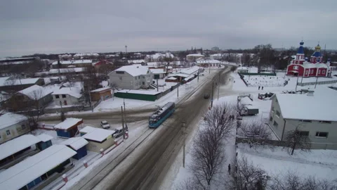 View from the drone. Small town in winter. Konotop. Ukraine. Stock-Footage 149208120