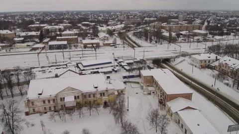 View from the drone. Small town in winter. Konotop. Ukraine. Stock-Footage 149208218