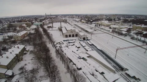 View from the drone. Small town in winter. Konotop. Ukraine. Stock-Footage 149208234