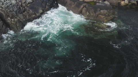 View from the drone on to the splash of the sea wave Stock Footage 122697263