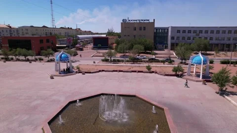 The view from drone on the square of a small town Stock Footage 158878557