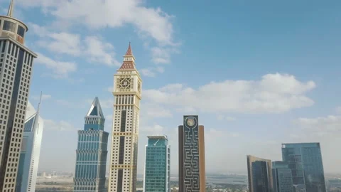 View from the drone on tall buildings and the beautiful sky Stock Footage 95203516