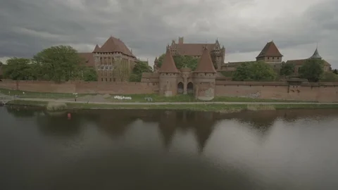 View from the drone at the Teutonic Castle in Malbork Stock Footage 165203614