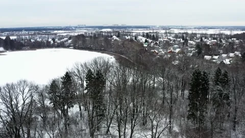 The view from the drone on a winter landscape, Stock Footage 144376582