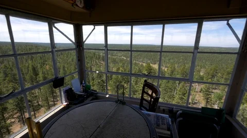 View from Dry Park fire lookout tower near Grand Canyon National Park. Stock Footage 100648044