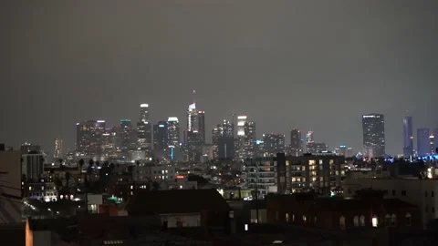 View of DTLA from Koreatown Rooftop - Los Angeles, CA 2022 01 Stock Footage 188464045