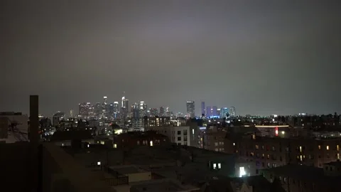 View of DTLA from Koreatown Rooftop - Los Angeles, CA 2022 03 Stock Footage 188464431