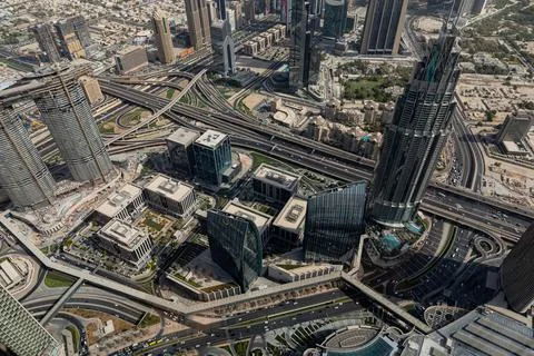 View of Dubai cityscape from the observation deck of Burj Khalifa, UAE Stock-Fotos