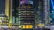 View Of Dubai Marina Towers And Canal In Dubai Night Timelapse Hyperlapse Stock Footage