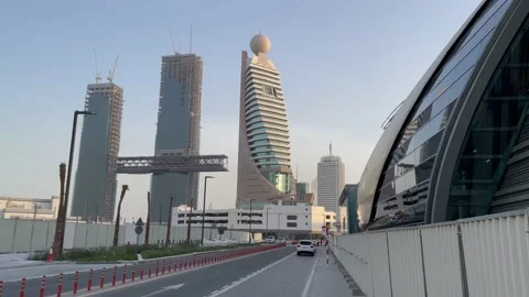 View of Dubai Road side with beautiful buildings Stock Footage 157581892