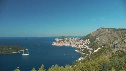 View of Dubrovnik from a bird's eye view Stock Footage 238779896