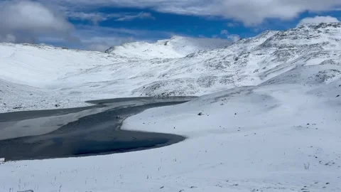 View of Duchessa lake and Morrone mount Italy Stock Footage 282594064