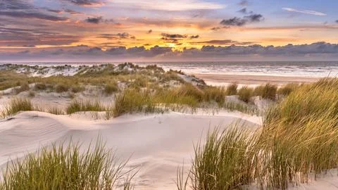 View from dune top over North Sea Stock Photos