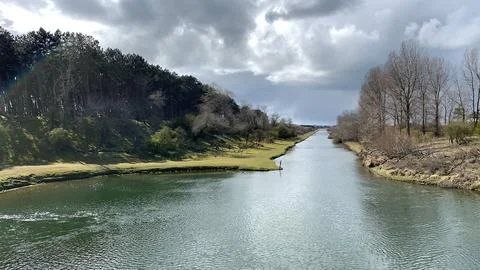 A view from the dunes with a lake Stock Photos