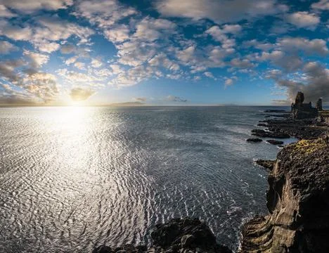 View during auto trip in West Iceland, Snaefellsnes peninsula, Snaefellsjokul Stock Photos