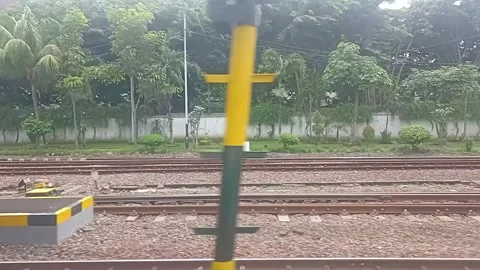 The view during the trip from behind the train window Stock Footage 325763660