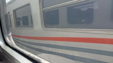 The view during the trip from behind the train window Stock Footage 325763813