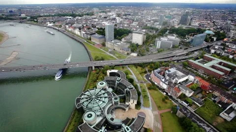 View of Dusseldorf from height of birds flight Video stock 45989646