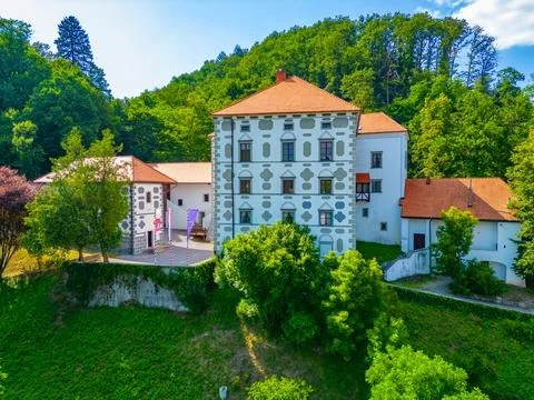 View of Dvorec Strmol Rogatec castle in Slovenia Stock Photos