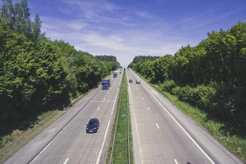 View on E411 or A4 Autoroute des ardennes Stock Photos