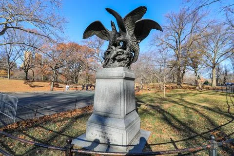 View of the Eagle Statue in Central Park, New York City Stock Photos