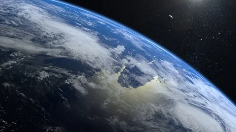 View of Earth and moon from space. The camera flies away from the Earth. Stars 스톡 동영상 118461752