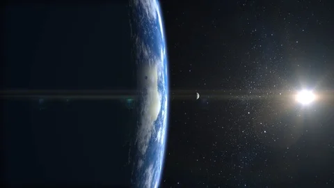 View of Earth and moon from space. The camera is approaching Earth. Stars Stock Footage 119163938