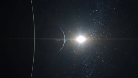 View of Earth and moon from space. The sun begins to gradually illuminate them Stock Footage 119926407