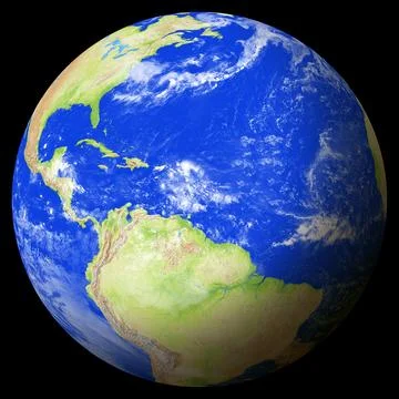 View of the earth globe from space showing Barbados in the center of the image. Stock Illustration