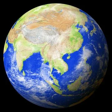View of the earth globe from space showing the Laos in the center of the image. Stock Illustration