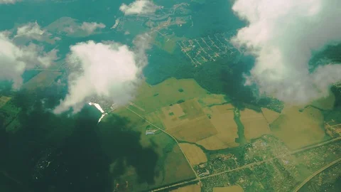 View of the earth from a height  from the airplane window Stock Footage 92371294