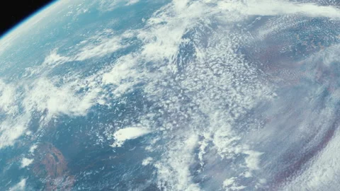 View of Earth from outer space showing clouds and surface features Stock Footage 344400572