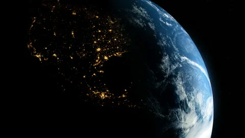 A view of the Earth, rotating in its orbit, from outer space Stock Footage 95758986