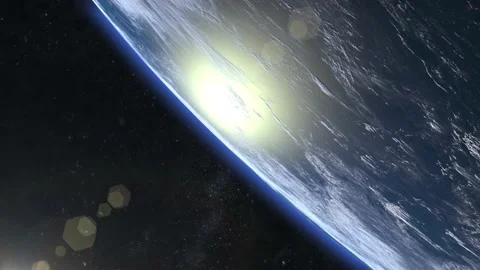 View of Earth from space. The camera is approaching Earth. Stars twinkle. Flight Stock Footage 155649655